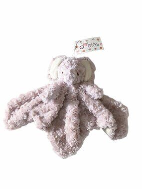 Oobles Lavender Elephant Rattle Swirl Lovey Security Blanket 14" X 15" NEW